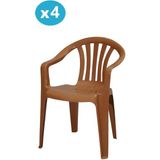 Omnipazar MT-GF101 Carrera Plastik Bahçe Balkon Koltuk Sandalye 4'lü Set - Kahverengi
