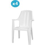 Omnipazar MT-GF139 Orbita Plastik Bahçe Balkon Koltuk Sandalye 4'lü Set - Beyaz