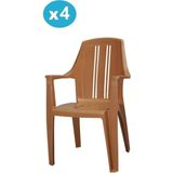 Omnipazar MT-GF139 Orbita Plastik Bahçe Balkon Koltuk Sandalye 4'lü Set - Kahverengi