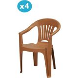 Omnipazar MT-GF141 Zaffiro Plastik Bahçe Balkon Sandalye 4'lü Set - Kahverengi