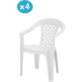 Omnipazar MT-GF147 Argento Plastik Bahçe Balkon Koltuk Sandalye 4'lü Set - Beyaz