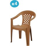 Omnipazar MT-GF147 Argento Plastik Bahçe Balkon Koltuk Sandalye 4'lü Set - Kahverengi
