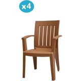 Omnipazar MT-GF175 Cometa Plastik Bahçe Balkon Sandalye 4'lü Set - Kahverengi