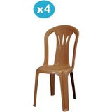Omnipazar MT-GF181 Maggio Plastik Bahçe Balkon Sandalye 4'lü Set - Kahverengi