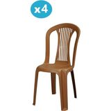 Omnipazar MT-GF187 Agosto Plastik Bahçe Balkon Sandalye 4'lü Set - Kahverengi