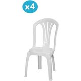 Omnipazar MT-GF193 Foglia Plastik Bahçe Balkon Sandalye 4'lü Set - Beyaz