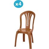 Omnipazar MT-GF193 Foglia Plastik Bahçe Balkon Sandalye 4'lü Set - Kahverengi
