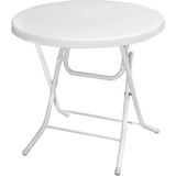 Omnipazar MT-GFM205 Rose Plastik Yuvarlak Katlanır Bahçe Balkon Masa Ø75 cm Beyaz
