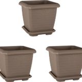 Omnipazar So-Hk03 Hisar Kare Tabaklı Saksı 25.5 Litre Mocha 3 Adet