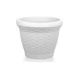 Omnipazar SO-HS01 Plastik Hasır Desenli Dekoratif Saksı 3.3 Litre No 1 - Beyaz