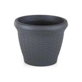 Omnipazar SO-HS02 Plastik Hasır Desenli Dekoratif Saksı 6 Litre No 2 - Antrasit