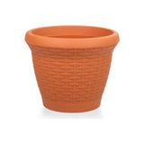 Omnipazar SO-HS02 Plastik Hasır Desenli Dekoratif Saksı 6 Litre No 2 - Kiremit
