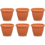 Omnipazar So-Hs02 Plastik Hasır Desenli Saksı 6 Lt Kiremit 6 Adet