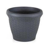 Omnipazar SO-HS03 Plastik Hasır Desenli Dekoratif Saksı 10 Litre No 3 - Antrasit