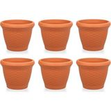 Omnipazar So-Hs03 Plastik Hasır Desenli Saksı 10 Lt Kiremit 6 Adet