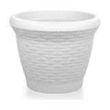 Omnipazar SO-HS04 Plastik Hasır Desenli Dekoratif Saksı 15 Litre No 4 - Beyaz