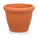 Omnipazar SO-HS04 Plastik Hasır Desenli Dekoratif Saksı 15 Litre No 4 - Kiremit
