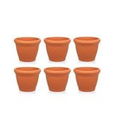 Omnipazar So-Hs04 Plastik Hasır Desenli Saksı 15 Lt Kiremit 6 Adet