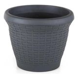 Omnipazar SO-HS05 Plastik Hasır Desenli Dekoratif Saksı 25 Litre No 5 - Antrasit