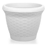 Omnipazar SO-HS05 Plastik Hasır Desenli Dekoratif Saksı 25 Litre No 5 - Beyaz