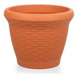 Omnipazar SO-HS05 Plastik Hasır Desenli Dekoratif Saksı 25 Litre No 5 - Kiremit