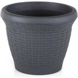 Omnipazar SO-HS06 Plastik Hasır Desenli Dekoratif Saksı 42 Litre No 6 - Antrasit