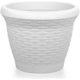Omnipazar SO-HS06 Plastik Hasır Desenli Dekoratif Saksı 42 Litre No 6 - Beyaz