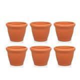 Omnipazar So-Hs06 Plastik Hasır Desenli Saksı 42 Lt Kiremit 6 Adet