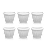 Omnipazar So-Hs06 Plastik Hasır Desenli Saksı 42 Lt Kirli Beyaz 6 Adet