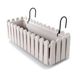 Omnipazar SO-İB02 Beyaz Askılı Balkon Saksı Takım 9 lt No 2 00649 Plastik Malzeme ile 535 mm Boyutunda Modern Tasarım