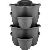 Omnipazar So-Pks3 Pmukkale Dekoratif Saksı Çilek Saksı 4'Lü Set 12.5 Litre Antrasit No 3