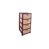 Omnipazar Srl-4002 Rattan Hasır Desen Plastik Komidin Mutfak Sebzelik 4 Katlı