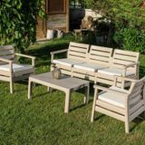 Omnipazar SY-2493 Solemare 3'lü Bahçe Oturma Grubu Koltuk Takımı - Bej