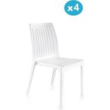 Omnipazar SY-2523 Rattan Bahçe Sandalye 4'lü Set - Beyaz