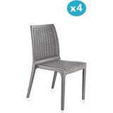 Omnipazar SY-2523 Rattan Bahçe Sandalye 4'lü Set - Gri