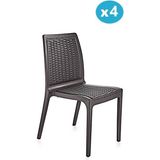 Omnipazar SY-2523 Rattan Bahçe Sandalye 4'lü Set - Kahverengi