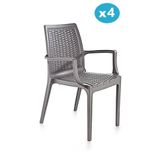 Omnipazar Sy-2524 Örgü Desenli Rattan Bahçe Koltuk Sandalye 4'Lü Set