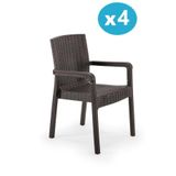 Omnipazar Sy-2527 Royale Hasır Desenli Rattan Bahçe Koltuk Sandalye 4'Lü Set