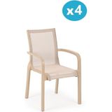 Omnipazar SY-2528 Plastik Fileli Bahçe Koltuk Sandalye 4'lü Set - Bej