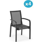 Omnipazar SY-2528 Plastik Fileli Bahçe Koltuk Sandalye 4'lü Set - Siyah