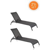 Omnipazar SY-2532 Brezza Fileli Alüminyum Lüks Şezlong Antrasit 2'li Set