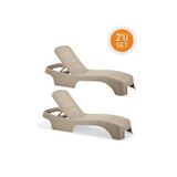 Omnipazar Sy-2536 Bej Renk Brezza Royal Rattan Lüks Şezlong 2'li Set