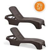 Omnipazar Sy-2536 Kahverengi Brezza Royal Rattan Lüks Şezlong 2'Li Set