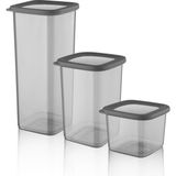 Omnipazar SY-2735 Fresca Kare Erzak Saklama Kabı Silikon Kapak 3'lü Set - 3 lü