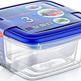 Omnipazar Sy-2840 Plastik Şeffaf Renkli Kare Saklama Kabı 3'Lü Set