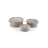 Omnipazar Sy-2900 Yuvarlak Plastik Mikrodalga Saklama Kabı 3 Lü Set Krem
