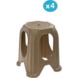 Omnipazar SY-4518 Plastik Kuşaklı Tabure Büyük Boy 4'lü Set - Kahverengi