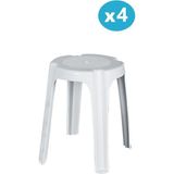 Omnipazar SY-4640 Plastik Tabure Büyük Boy 4'lü Set - Beyaz