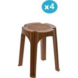 Omnipazar SY-4640 Plastik Tabure Büyük Boy 4'lü Set - Kahverengi