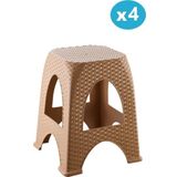 Omnipazar Sy-4666 Plastik Hasır Tabure Büyük Boy 4'Lü Set